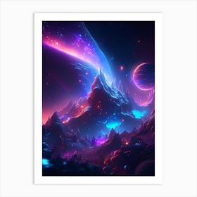 Dwarf Galaxy Neon Nights Space Art Print