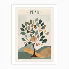 Pear Tree Minimal Japandi Illustration 4 Poster Art Print