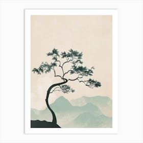 Hemlock Tree Minimal Japandi Illustration 1 Art Print