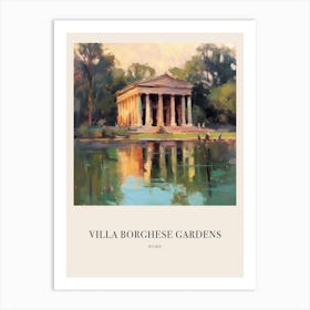 Villa Borghese Gardens Rome Vintage Cezanne Inspired Poster Art Print