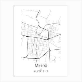 Mirano,Italy Minimalist Map Art Print