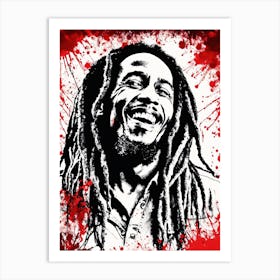 Bob Marley Portrait Ink Painting (1) Art Print