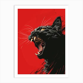 Black Cat Roaring 2 Art Print