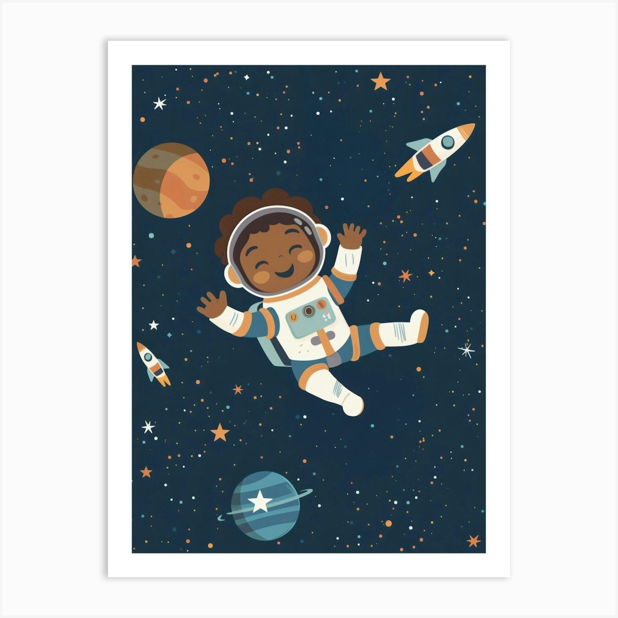 Boho Nursery 18 Astronaut Art Print by Boho Print Collection