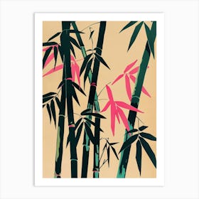 Bamboo Tree Colourful Illustration 3 Art Print