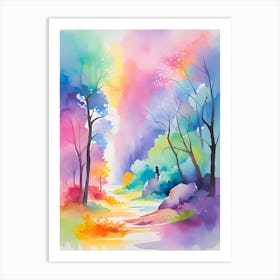 Watercolor Of A Forest Art Print