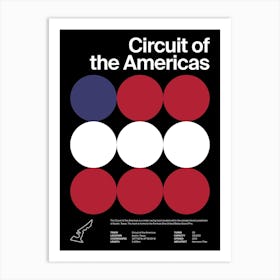 Mid Century Dark Circuit Of The Americas F1 Art Print