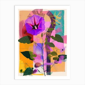 Morning Glory 8 Neon Flower Collage Art Print