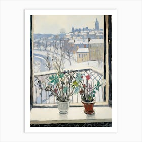 The Windowsill Of Edinburgh   Scotland Snow Inspired By Matisse 4 Art Print