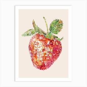 Disco Ball Strawberry Art Disco Poster Trendy Aesthetic Art Food Kitchen Art Print