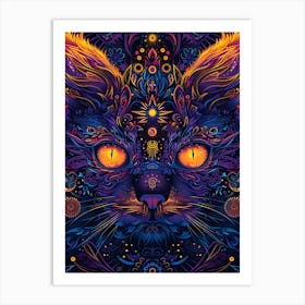 Psychedelic Cat Art Print