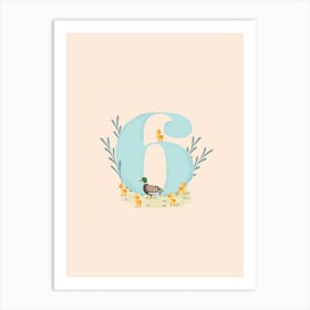 Letter 6 Ducks Art Print