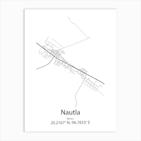 Nautla,Mexico Minimalist Map Poster