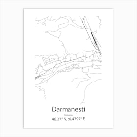 Darmanesti,Romania Minimalist Map Art Print