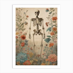 Botanical Skeleton Vintage Painting (15) Art Print