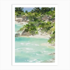 Tulum National Park Mexico Water Colour Poster Art Print