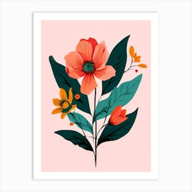 Flowers On A Pink Background 7 Art Print