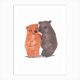 Bears And Flower Art Print
