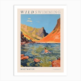 Wild Swimming At Wastwater Cumbria 1 Poster Art Print