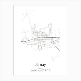 Jamay,Mexico Minimalist Map Art Print