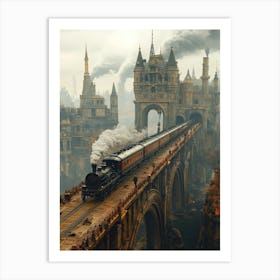 Steam Train Crossing A Bridge 1 Art Print