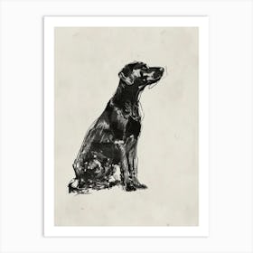 Pointer Dog Charcoal Line 3 Art Print
