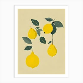 Lemons On A Branch Abstract Simple Lines Art Print