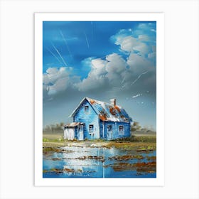 Blue House In The Water Art Print