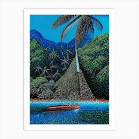 Gizo Solomon Islands Pointillism Style Tropical Destination Art Print