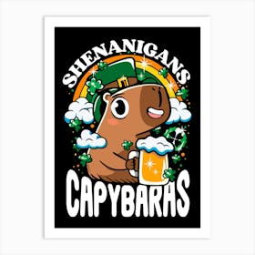 Shenanigans Capybaras Art Print