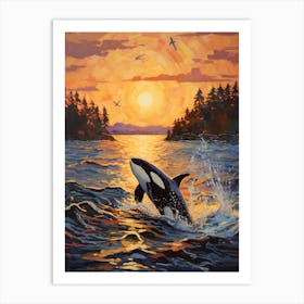 Orca Whale Impasto Painting Art Print
