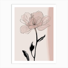Daffodils Line Art Flowers Illustration Neutral 19 Art Print