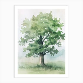 Chestnut Tree Atmospheric Watercolour Painting 6 Art Print