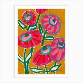 Dahlias, pink Art Print