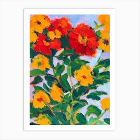 Goldenrod Floral Print Abstract Block Colour 1 Flower Art Print