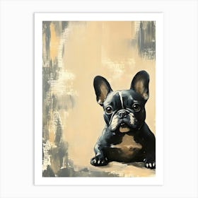 Minimal Frenchie With Blue Background 4 Art Print