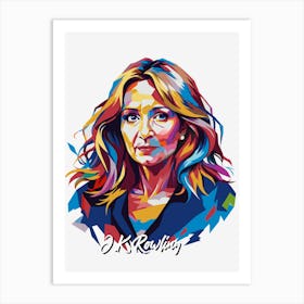 J.K. Rowling 1 Portrait WPAP Pop Art Art Print