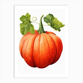 Red Kuri Squash Pumpkin Watercolour Illustration 4 Art Print