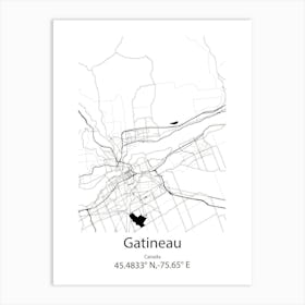 Gatineau,Canada Minimalist Map Art Print