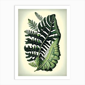 Rabbit S Foot Fern Vintage Botanical Poster Art Print