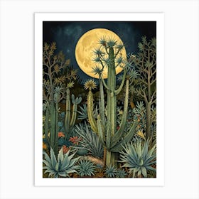 William Morris Cactus And Moon Art Print