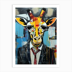 Giraffe in office suit Art Print