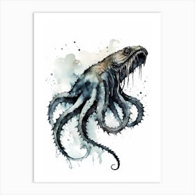 Kraken Watercolor Painting (17) Art Print