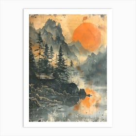 Antique Chinese Landscape Painting 6 Art Print