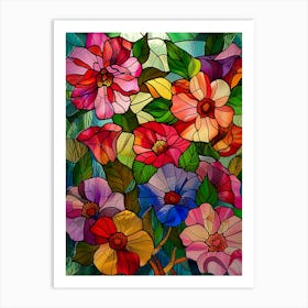 Colorful Stained Glass Flowers 16 Art Print