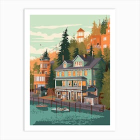 Seattle United States Travel Illustration 4 Art Print