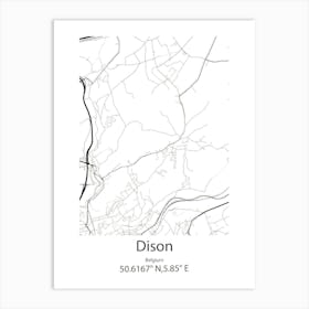 Dison,Belgium Minimalist Map Art Print