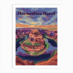 Horseshoe Bend Arizona Grand Canyon Digital Travel Art Art Print