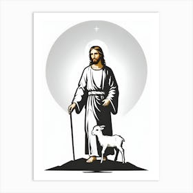 Jesus With A Sheep Art Print