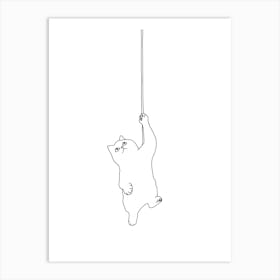 Cat Hanging On A String Art Print